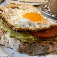 Egg, tomato and avocado on sourdough toast at Blu Cafe in Santiago De Compostela