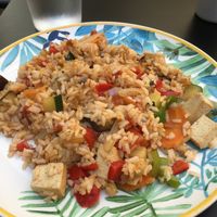 Wok de arroz con verduras y tofu  at Blu Cafe in Santiago De Compostela