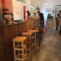 Bar stool seating area. at Mangiamore in Reggio Emilia