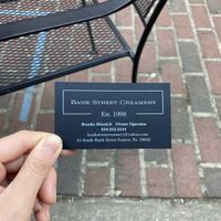 Bank Street Creamery's business card. at Bank Street Creamery in Easton