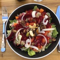 Vegan Salad topped with figs and nuts  at BioPicnic in Ronda