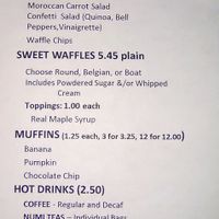 Menu for Soups and Sides, Sweet Waffles, Muffins, and Hot Drinks at Boba Nosh in Novato