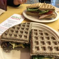 Magic Shroom waffle sandwich, plus club sandwich at Boba Nosh in Novato