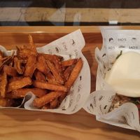 Sweet protato fries and jack bao at Bao's in Porto