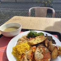 Sitting outside the market   at DaTerra - Mercado Beira Rio in Vila Nova De Gaia
