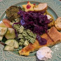 My plate filled with starters (forgot to take a pic of the main!) at DaTerra - Mercado Beira Rio in Vila Nova De Gaia