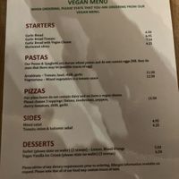 Menu  at Sorella Sorella in Gateshead