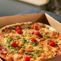 Cherry toms, Garlic & chilli pizza with vegan cheese  at Sorella Sorella in Gateshead