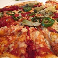 Artichoke, pepper and chilli pizza  at Sorella Sorella in Gateshead