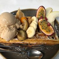 Amazing waffle ! Extra peanut ice cream  at Claus Eismanufaktur & Deli in Stuttgart