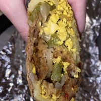 Vegan breakfast burrito with vegan sausage & vegan cheese  at Zola's Cafe in Auburn