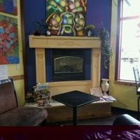 fireplace seating at Zola's Cafe in Auburn