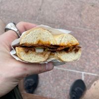 Bacon and egg bagel 🖤  at Shift Eatery in Surry Hills