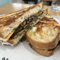 Mushroom pesto cheddar cheese toastie   at Shift Eatery in Surry Hills