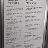 Food menu at Shift Eatery in Surry Hills