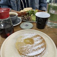 Pancakes and a big brekkie style dish   at Shift Eatery in Surry Hills