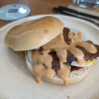 The bacon and egg bagel, $16 at Shift Eatery in Surry Hills