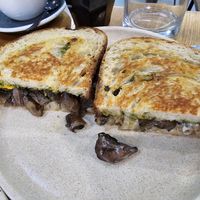 Mushroom & pesto toastie at Shift Eatery in Surry Hills