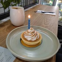 Lemon tart and dirty chai at Shift Eatery in Surry Hills