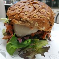 Breaky bun (vegan egg and spicy pulled jackfruit) at Shift Eatery in Surry Hills