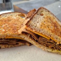 Rueben toastie $22.00: generous pastrami, would have liked more slaw at Shift Eatery in Surry Hills