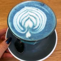 Blue butterfly latte  at Shift Eatery in Surry Hills