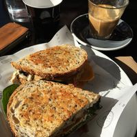 Sandwich and coffee at Shift Eatery in Surry Hills