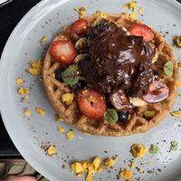 Waffles w notella  at Shift Eatery in Surry Hills