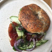 Salmon bagel  at Shift Eatery in Surry Hills