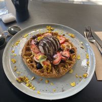Chia waffles  at Shift Eatery in Surry Hills