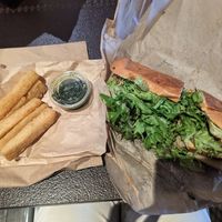 Smoked tofu sandwich with yucca fries at El Super Pan in Atlanta
