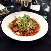 Vegan Chili with root veggies, walnuts, and avocado at Succulent Cafe in Solvang