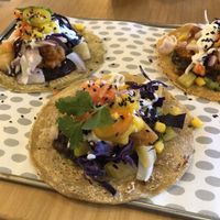 Vegan jackfruit tacos! at Avocado in Barcelona