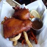 seitan fish and chips: vegan tartar sause vegan soy-batter (gluten free) at Weird Fish in San Francisco