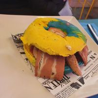 Breakfast bagel at Freedom Cakes Bakery in Madrid