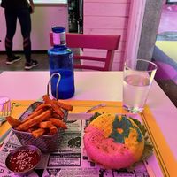 Chicken Burger and fries   at Freedom Cakes Bakery in Madrid