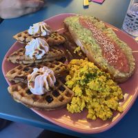 brunch option #1 with waffles  at Freedom Cakes Bakery in Madrid