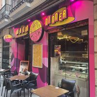 Colourful entrance  at Freedom Cakes Bakery in Madrid