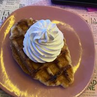 Croffle with whipped creamm  at Freedom Cakes Bakery in Madrid