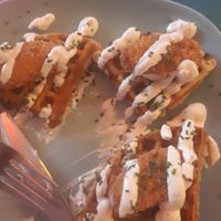 Chicken waffles, didnt like, too sweet and expensive for what it wass  at Freedom Cakes Bakery in Madrid