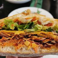 Vegan kebab with vegan cheese - it says that there's BBQ sauce in, which I'm not a fan of, but you can't taste it at all and the sauce is unbelievably good. The bread is like "lepi at Simple Green in Zagreb