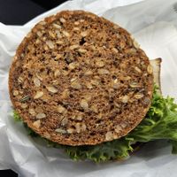 Seed bread sandwich, bread was very nice and hearty for GF. at Simple Green in Zagreb