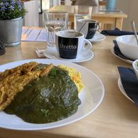 Weekly menu for friday with spinach and fried seitan  at Simple Green in Zagreb