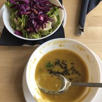 Soup and salad   at Simple Green & Bake in Zagreb