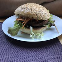 Spicy burger at Simple Green in Zagreb