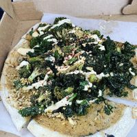 Vegan broccoli pizza with homemade garlic cashew cream    at Campo Enoteca in Manchester