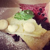 Vegan lemon bar with spiced cherry jam    at Campo Enoteca in Manchester