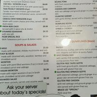 menu at Patty Chen's Dumpling Room in Cambridge