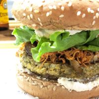 Lentil and mushroom burger at Goodala Burger in Natal