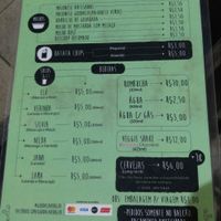 Menu - sauces and drinks. at Goodala Burger in Natal